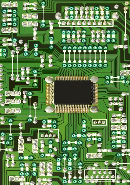 Green electronic circuit boad — Stock Photo, Image