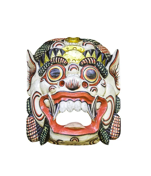 Різьблена дерев'яна маска ізольована — стокове фото