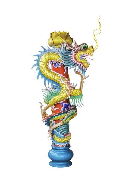 Oude chinese draak standbeeld isoleerde Stockfoto