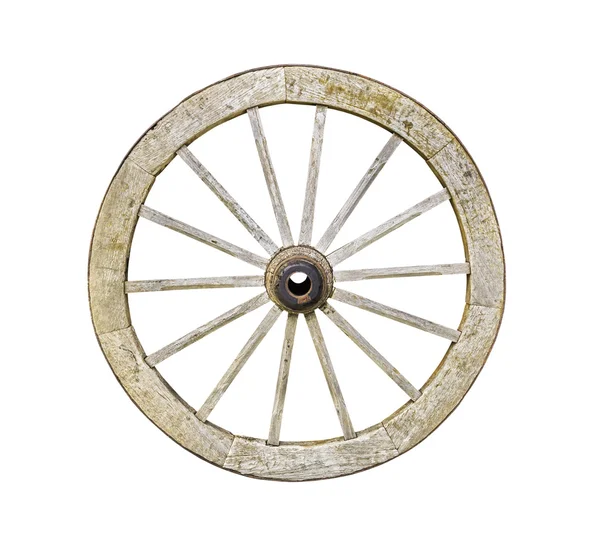 Old wooden wheel from a cart isolated — Stock Photo, Image