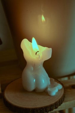 El yapımı kadın gövdesi erimiş balmumu mumlar aromatik yağlarla. Kadın figürü büstü soya mumu. Aromatik dekoratif elementlerin üretimi.. 