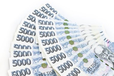 Beyaz arka plan üzerinde çek kağıt para