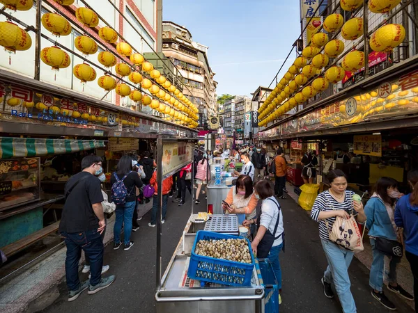 Keelung Miaokou Night Market Facade April 2021 Keellung Taiwan —  Fotos de Stock