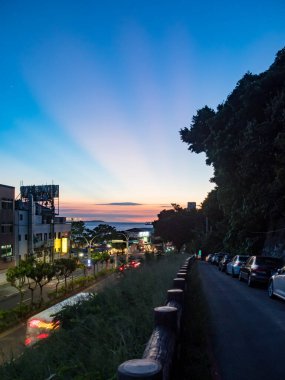 Tamsui kasabasındaki gece manzarası, Tayvan.