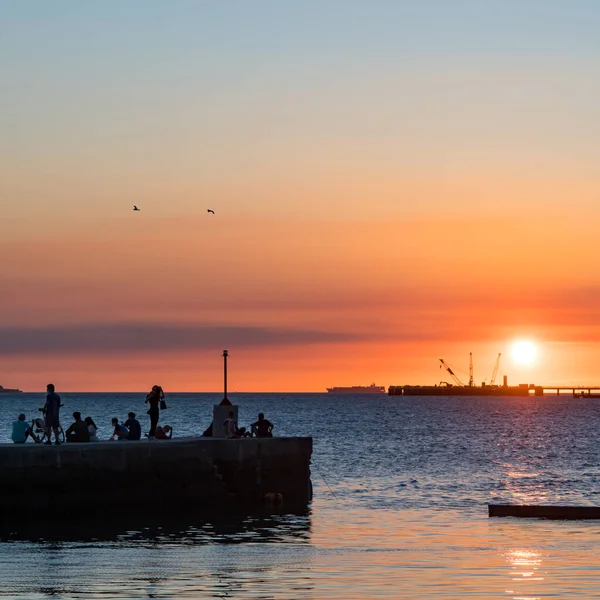 Puesta Sol Puerto Pesquero Tamsui Taiwán — Foto de Stock