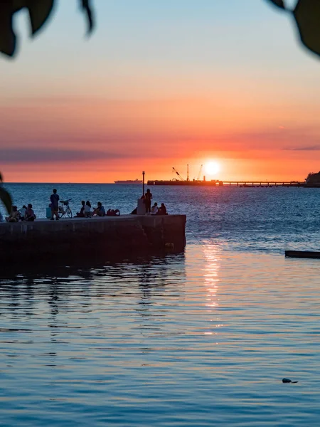 Puesta Sol Puerto Pesquero Tamsui Taiwán — Foto de Stock