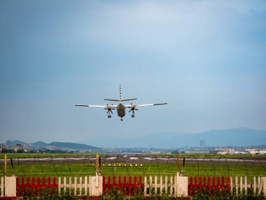 Taipei City, Tayvan 'a uçak iniyor..
