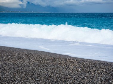 Hualien, Tayvan 'daki plaj ve deniz.
