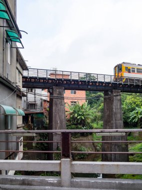 Pingxi Tren Hattı Pinghsi eski caddesinde, New Taipei City, Tayvan