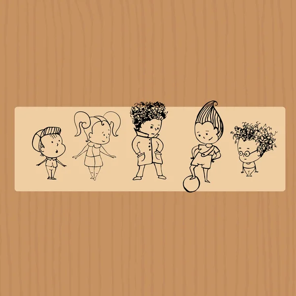 vector illustration of a group  children outline