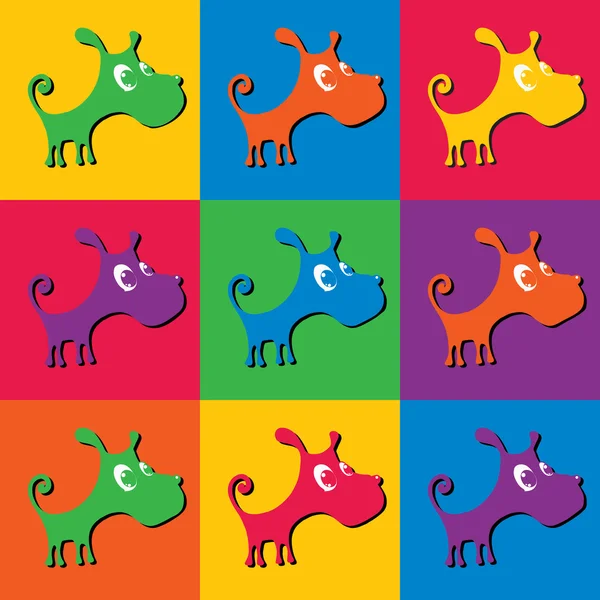 Cute puppy, a set of colored silhouettes on different backgrounds