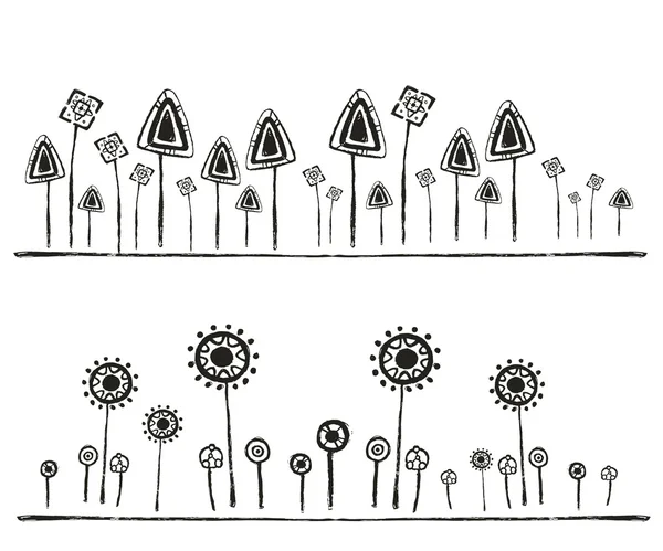 Petroglyphs vegetation, white background,  the location of two lines
