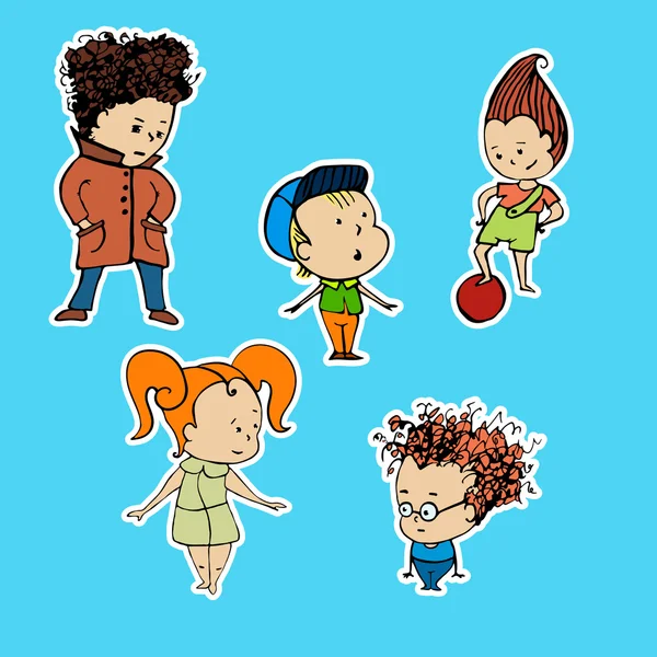 bir grup çocuk Etiketler vektör çizim