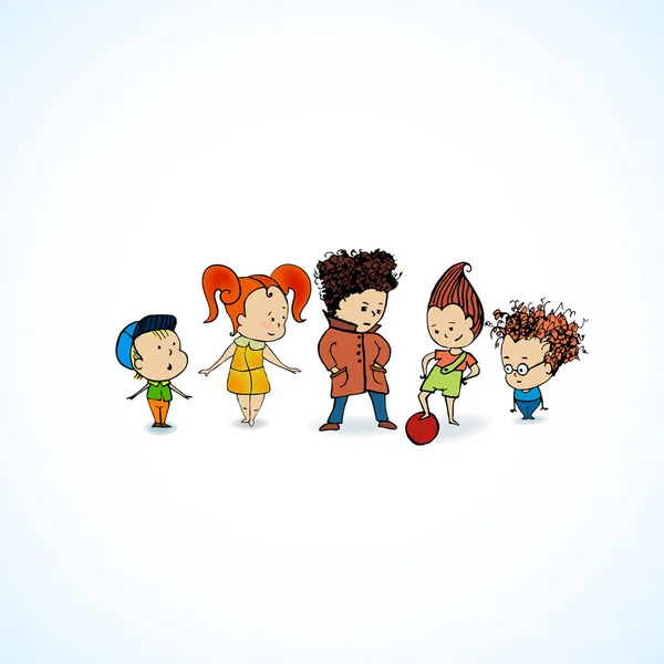 Vector illustration of group  children in line — Stockvector