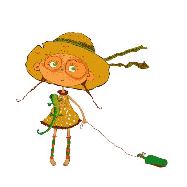 Korsan oynayan kertenkele çöl faresi gibi küçük kızla