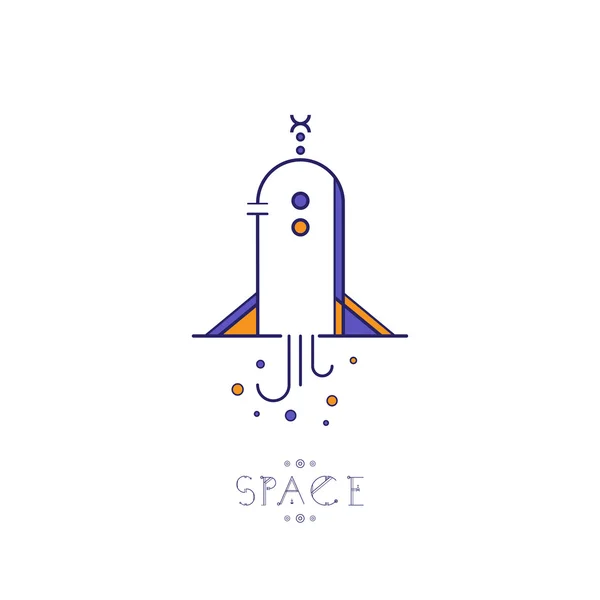 Linear icons space ship — Stock Vector