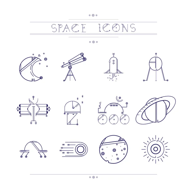 Espacio iconos moderno vector de estilo de línea Vectores de stock libres de derechos