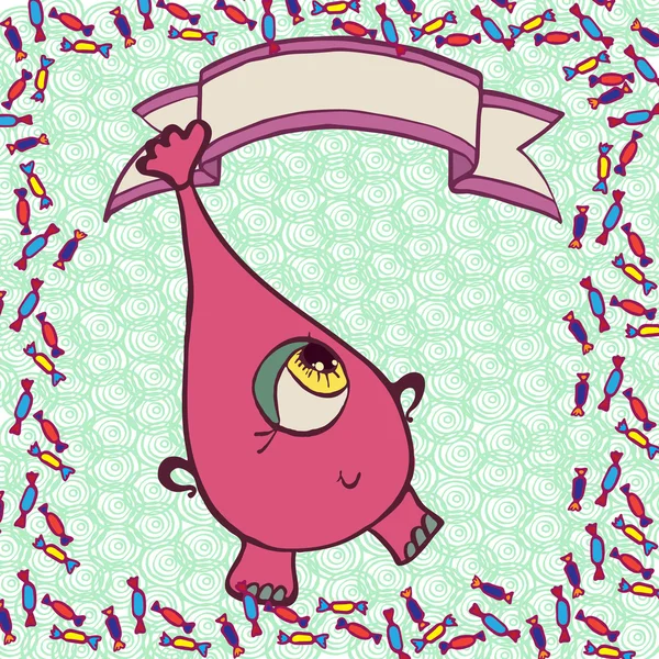 Şeker pembe komik canavar