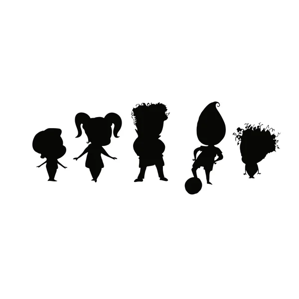 bir grup çocuk siluet vektör
