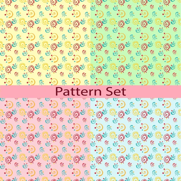 Conjunto de patrones con las ruletas y puntos — Archivo Imágenes Vectoriales