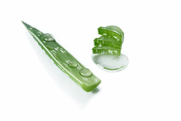 Aloe Vera Folha Gel Isolado Sobre Fundo Branco Vista Frontal — Fotografia de Stock