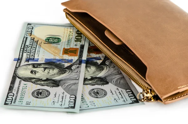 New Dollars and purse — Stock Photo, Image