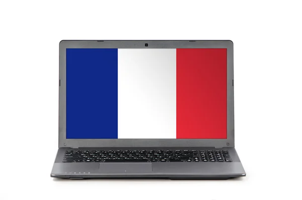 Laptop e pavilhão da França — Fotografia de Stock