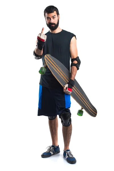 Hombre patinador con longboard — Foto de Stock