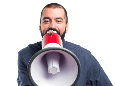 Megafon tarafından bağıran adam