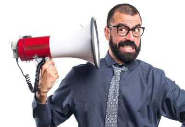 Megafon tarafından bağıran adam