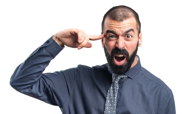 Man making crazy gesture — Stock Photo, Image