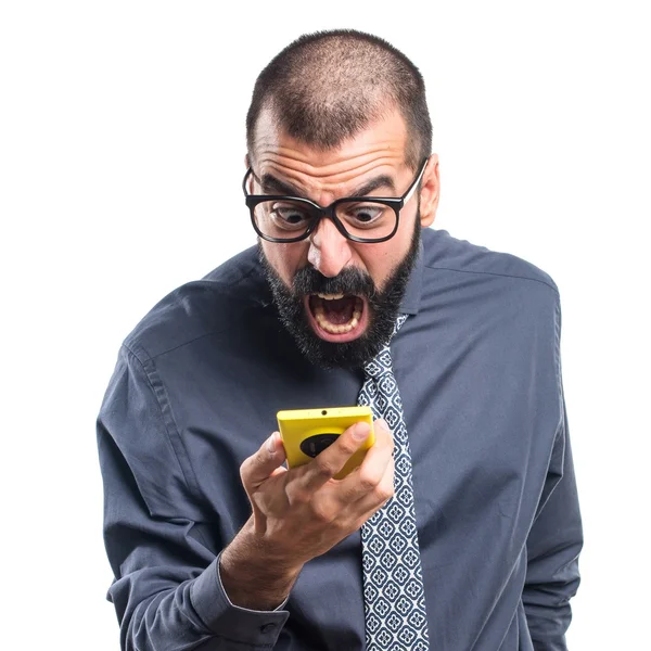 Man talking to mobile — Stock Photo, Image