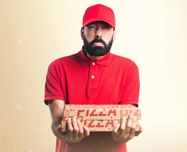 Smutný Pizza doručovatel — Stock fotografie