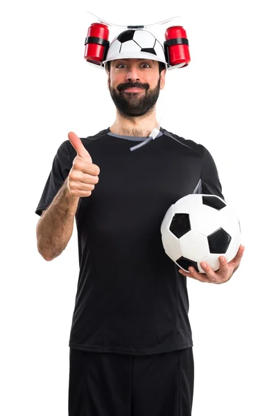 Crazy football speler met duim omhoog — Stockfoto