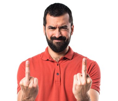 Yakışıklı adam boynuz jest yapma