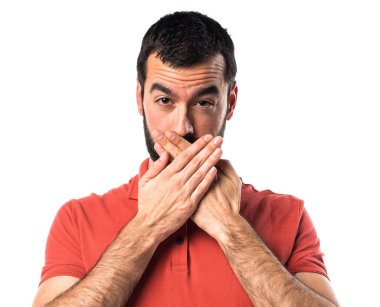 yakışıklı adam ağzını kapsayan