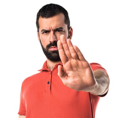 yakışıklı bir adam yapma dur işareti