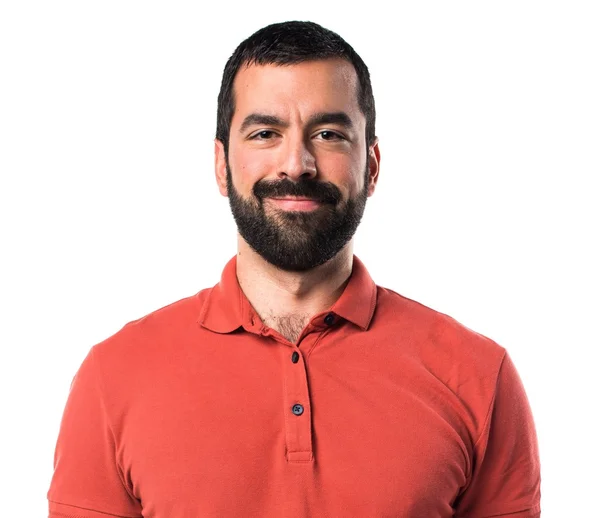 Homem vestindo camisa polo vermelho — Fotografia de Stock