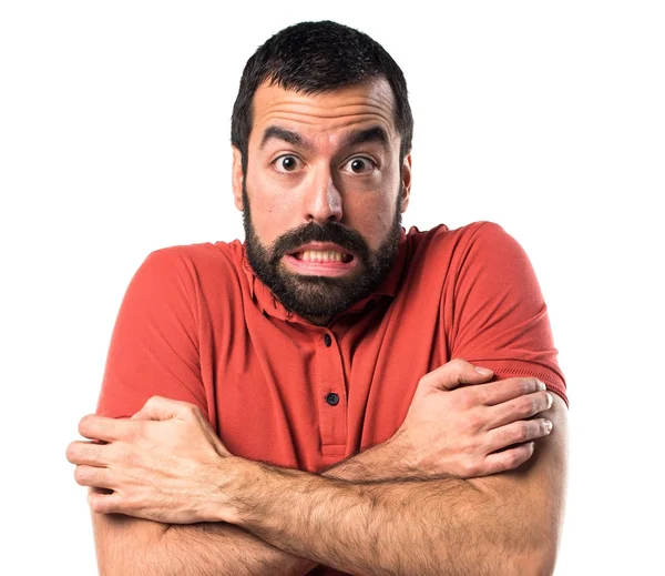 Hombre sobre un terreno aislado — Foto de Stock