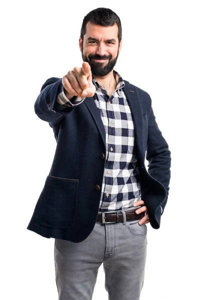 Hombre guapo señalando hacia el frente —  Fotos de Stock