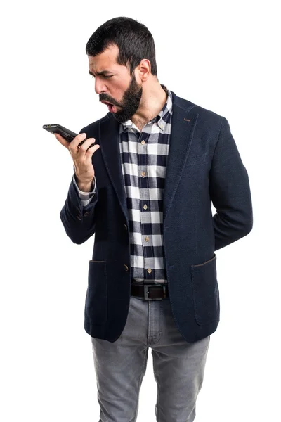 Man talking to mobile — Stock Photo, Image