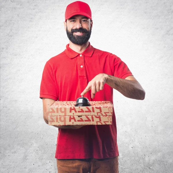 Repartidor de pizza saludando — Foto de Stock