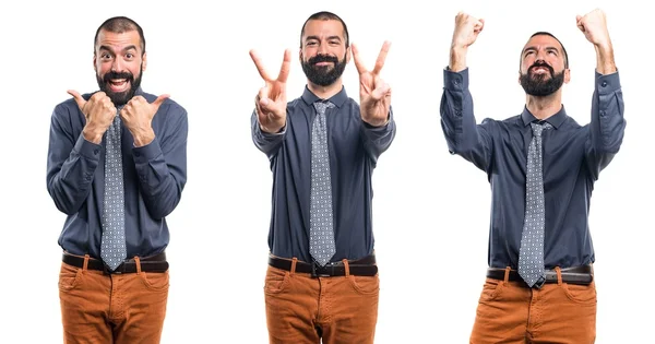 L'uomo che fa il gesto della vittoria — Foto Stock