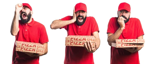좌절된 피자 배달 남자 — 스톡 사진