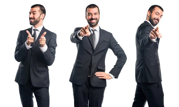 Businessman pointing to the front — Stock Photo, Image