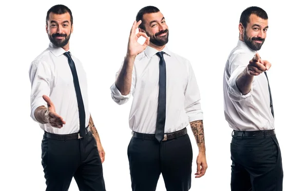 Businessman making OK sign — Stock Photo, Image