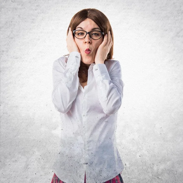 Student girl covering her ears — Stock Photo, Image