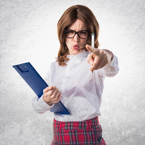 Student girl holding school notes — Stock Photo, Image