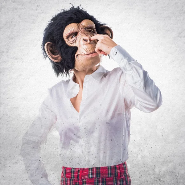 Girl with monkey mask — Stock Photo, Image