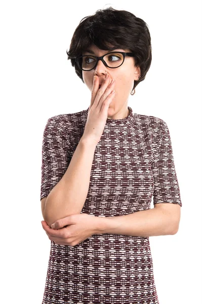 Girl doing surprise gesture — Stock Photo, Image